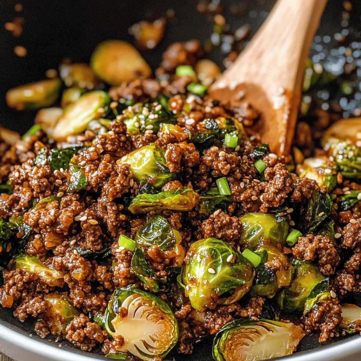 Ground Beef and Brussels Sprouts