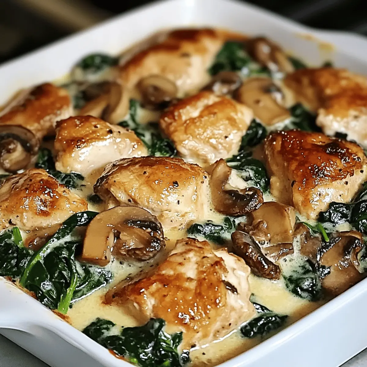 Chicken, Spinach, and Mushroom Low Carb Oven Dish