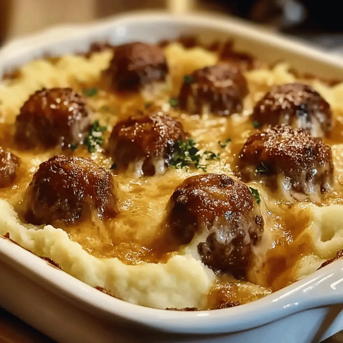 Meatball & Mashed Potato Bake