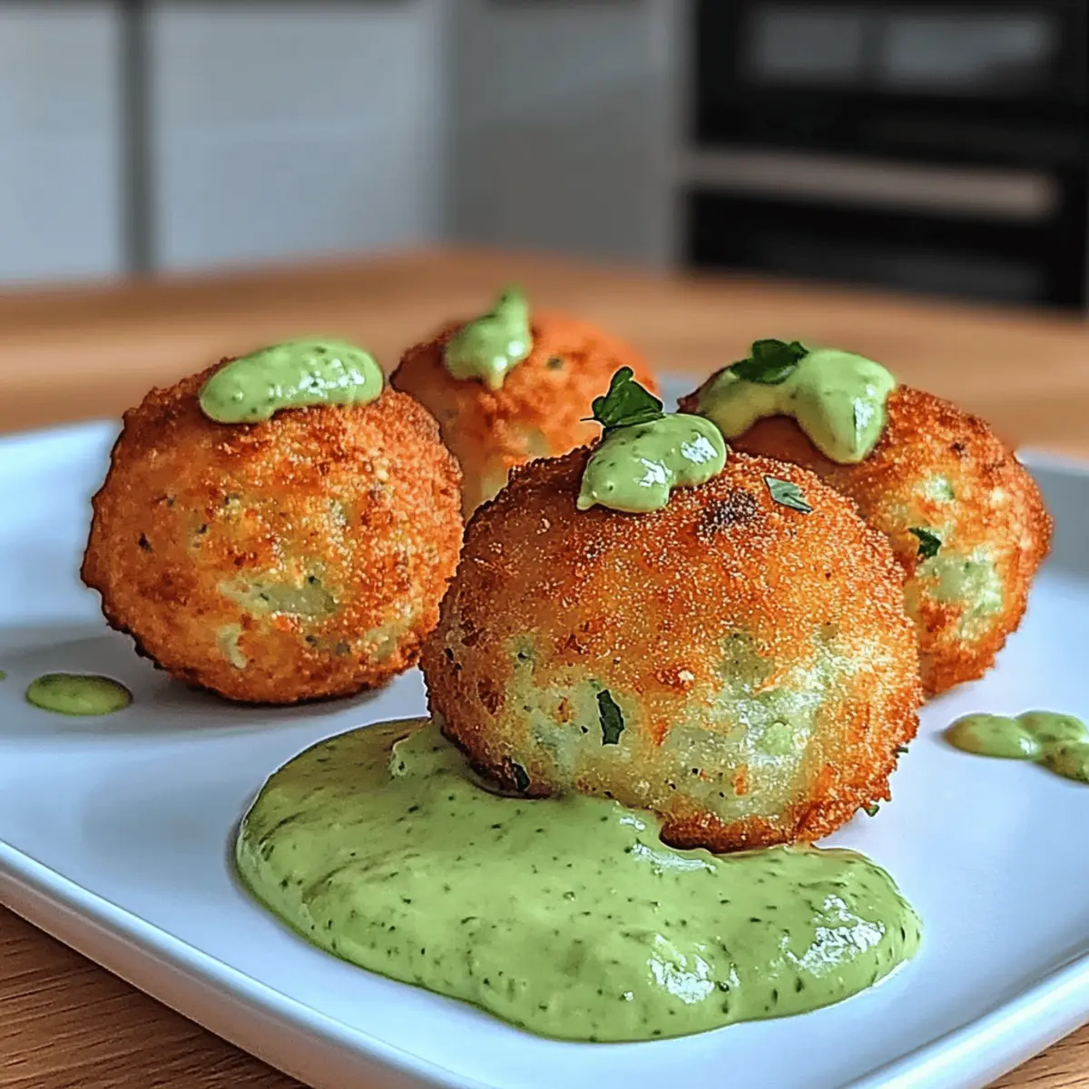 Salmon Balls with Creamy Avocado Sauce
