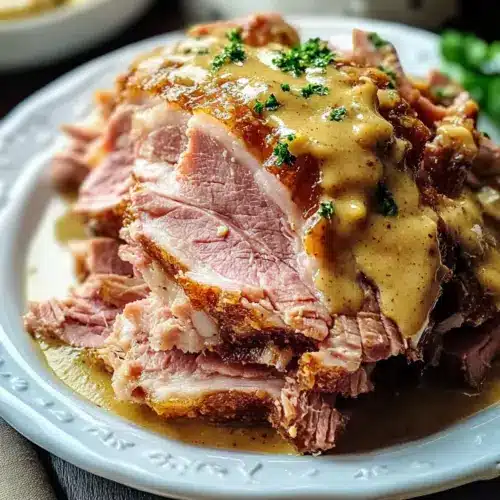 Slowcooker Creamy Mustard Pulled Ham