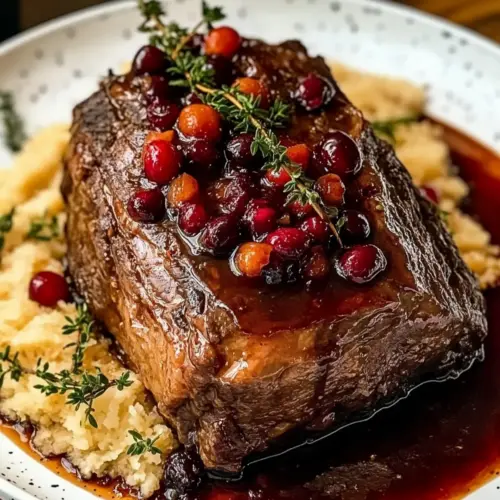 Slow-Braised Beef Roast with Cranberry Balsamic Glaze
