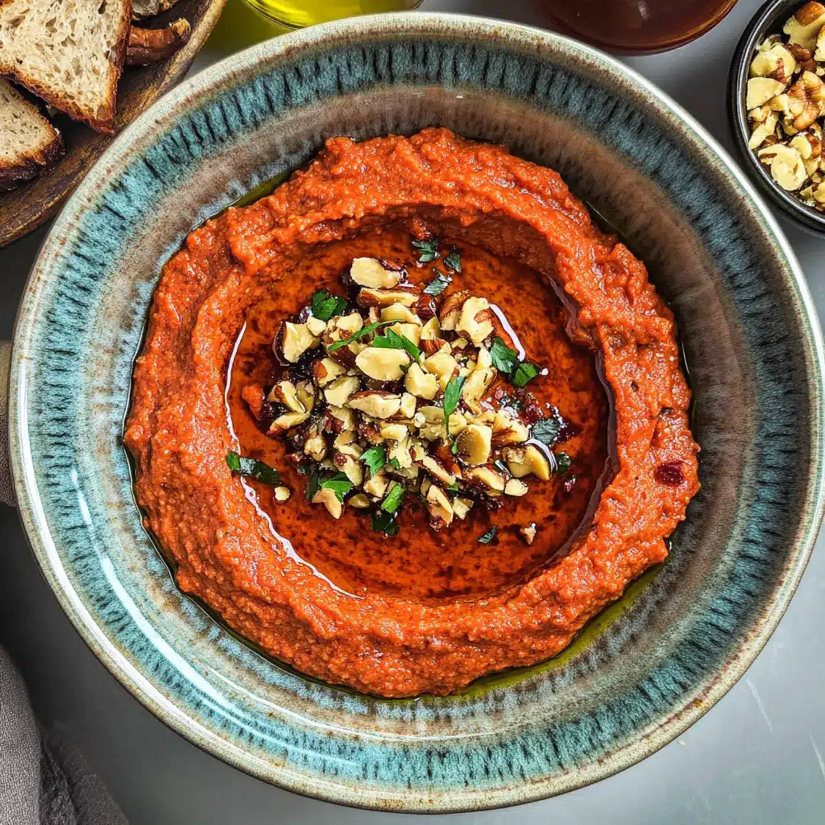 Muhammara (Syrian Roasted Red Pepper Walnut Dip)