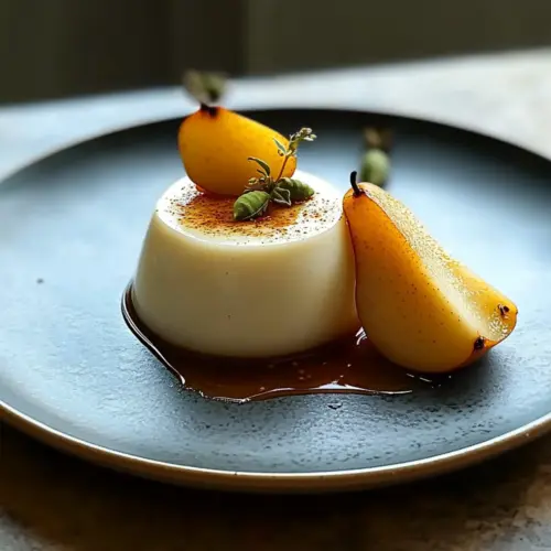 Cardamom Panna Cotta with Poached Pears