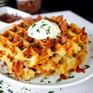 Bacon and Cheese Loaded Hashbrown Waffles