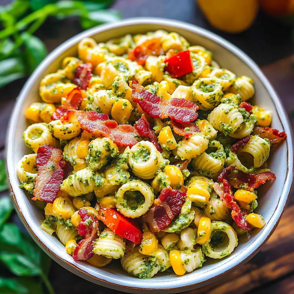 Corn Pasta Salad with Bacon