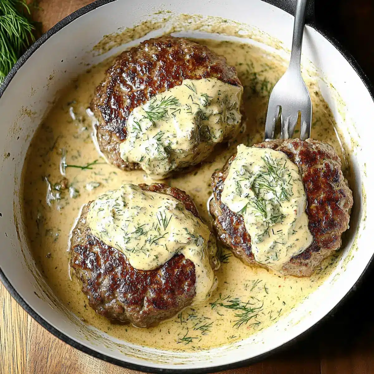 Hamburger Steaks in Creamy Dill Sauce
