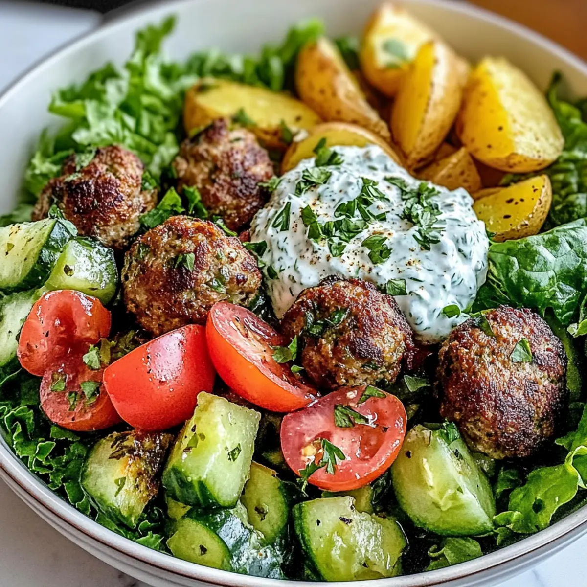 Greek Meatball Bowl