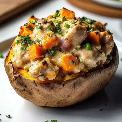 Chicken Pot Pie Stuffed Sweet Potatoes