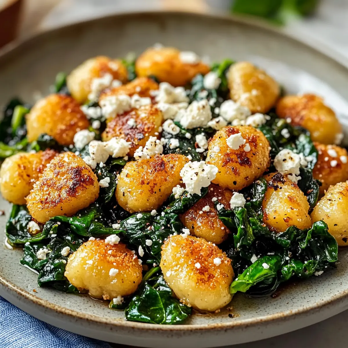 Crispy Gnocchi With Spinach And Feta