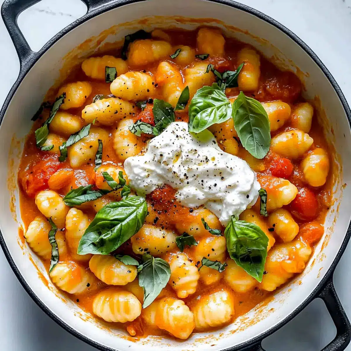 Creamy Tomato Gnocchi with Burrata