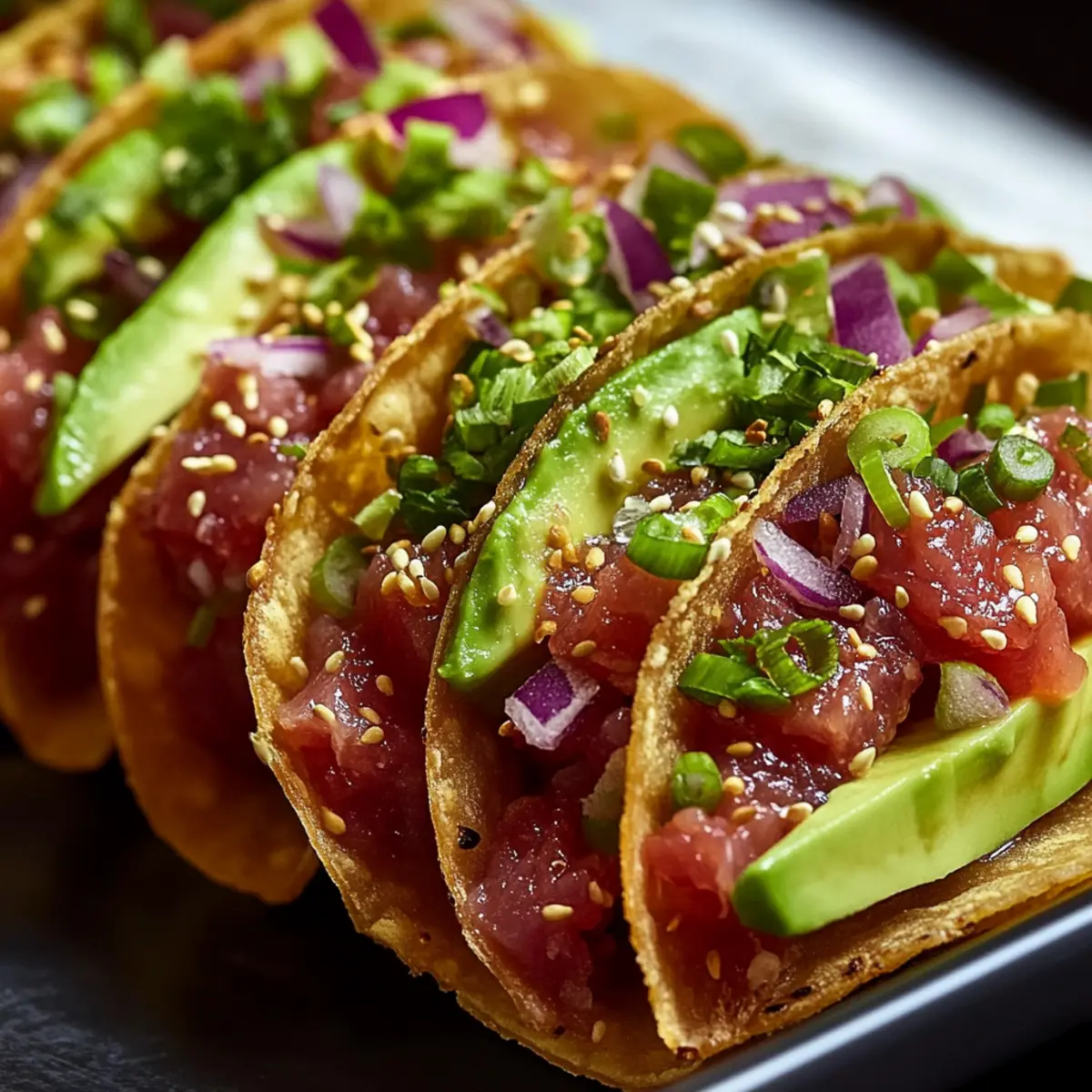 Spicy Tuna Tartare Wonton Tacos