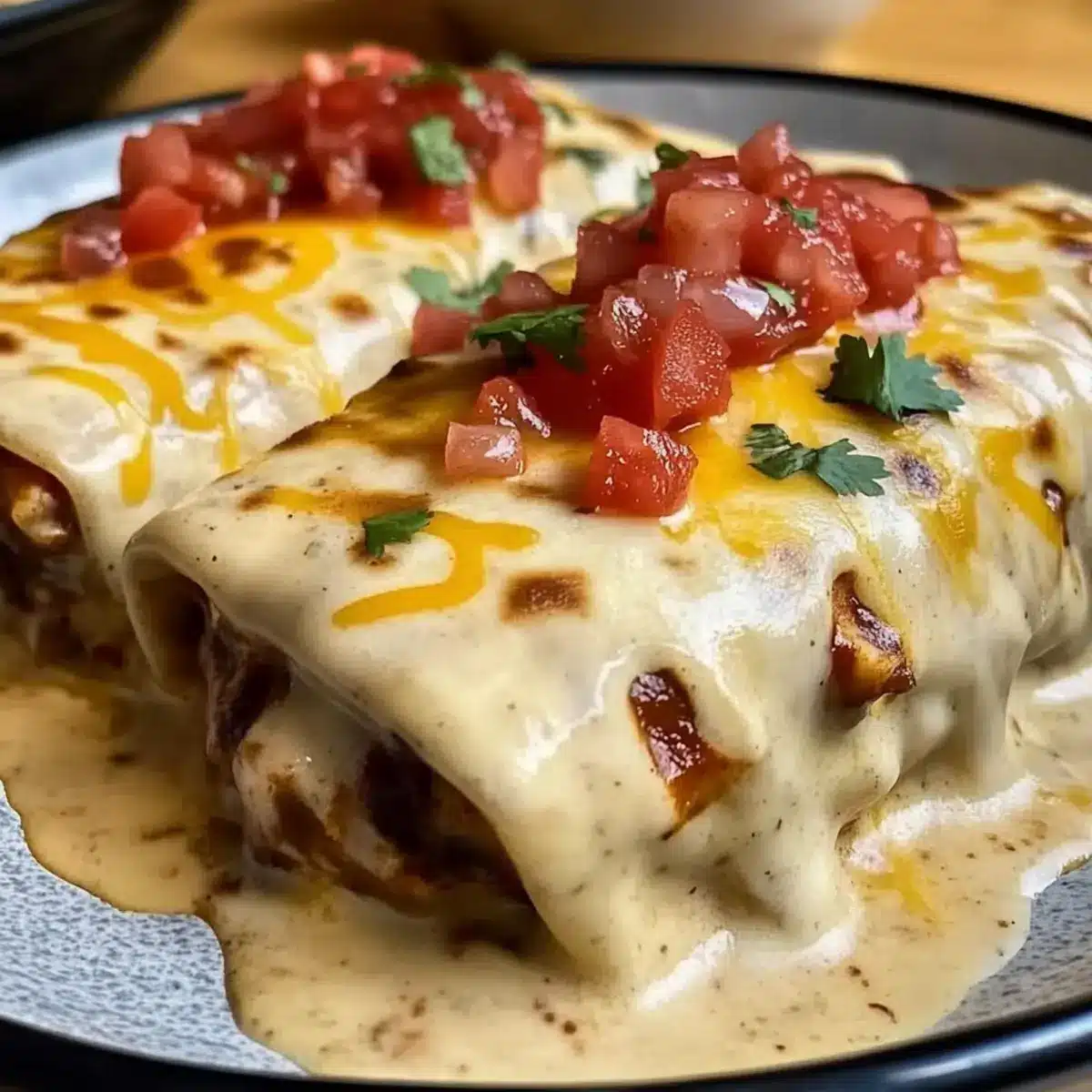 Cheesy Chicken Enchiladas with Creamy Sauce