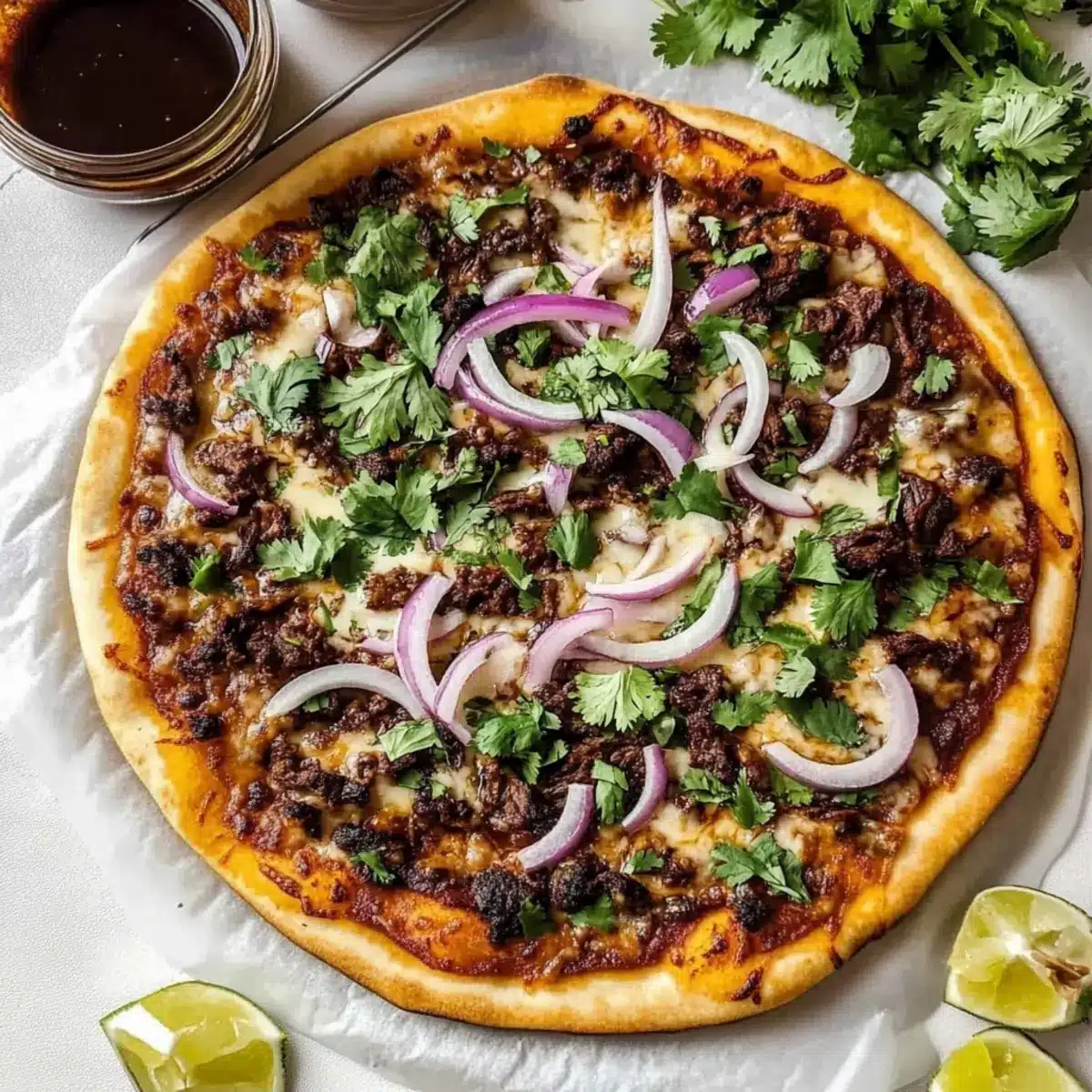 Crispy Oven-Baked Birria Pizza