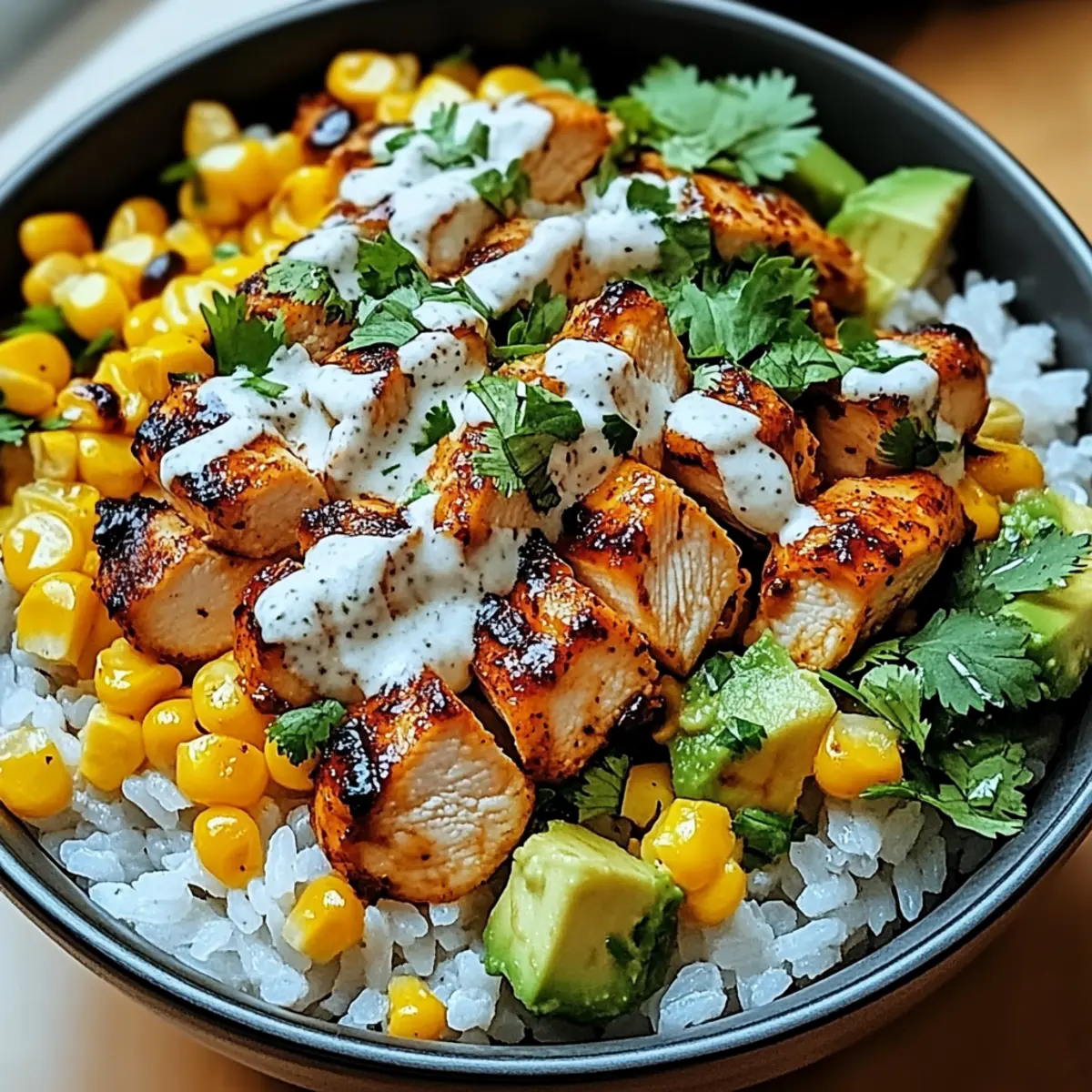 Delicious Street Corn Chicken Rice Bowl