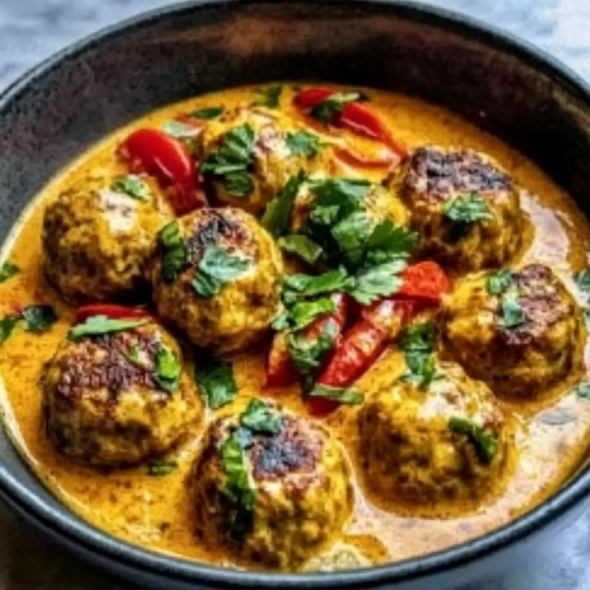 Thai Chicken Meatballs in Coconut Curry