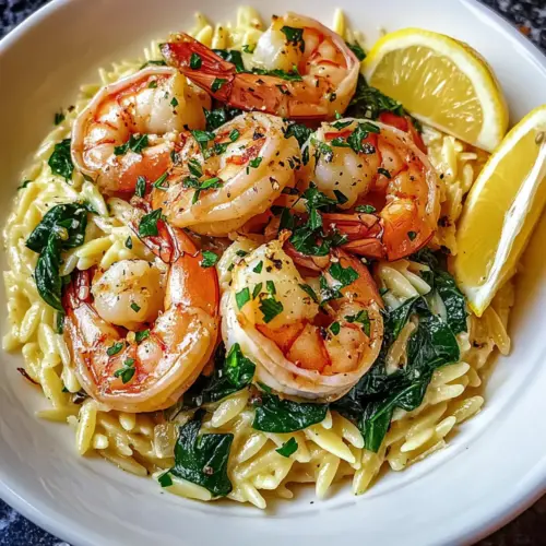 Shrimp Orzo In Lemon Garlic Sauce