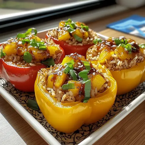 Teriyaki Pineapple Chicken & Rice Stuffed Peppers