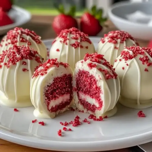 Strawberry Velvet Cheesecake Truffle Bites