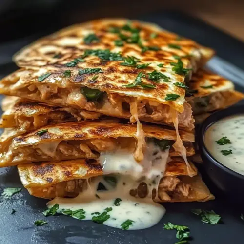 Cheesy Hot Honey Chicken Quesadillas