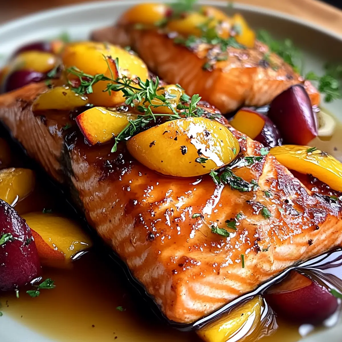 Bourbon Peach Roasted Salmon