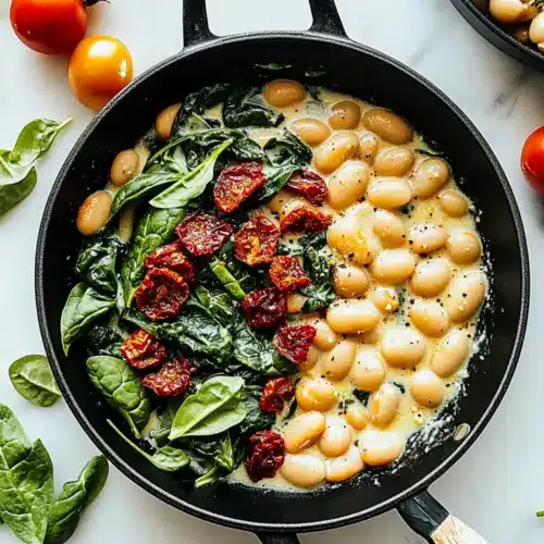 TUSCAN BUTTER BEANS WITH SPINACH AND SUN-DRIED TOMATO