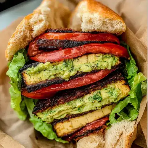Summer Smoky Tofu Lettuce Tomato (TLT) Sandwich
