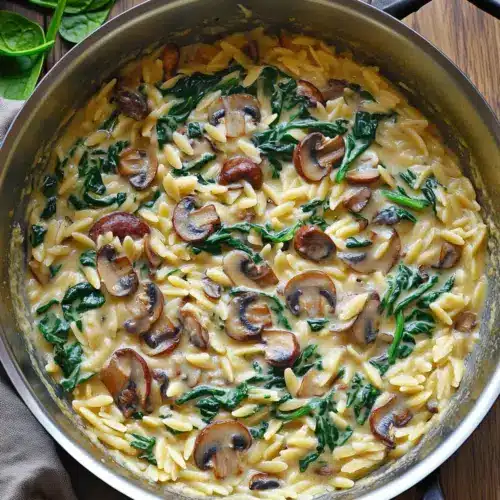 Creamy Spinach and Mushroom Orzo
