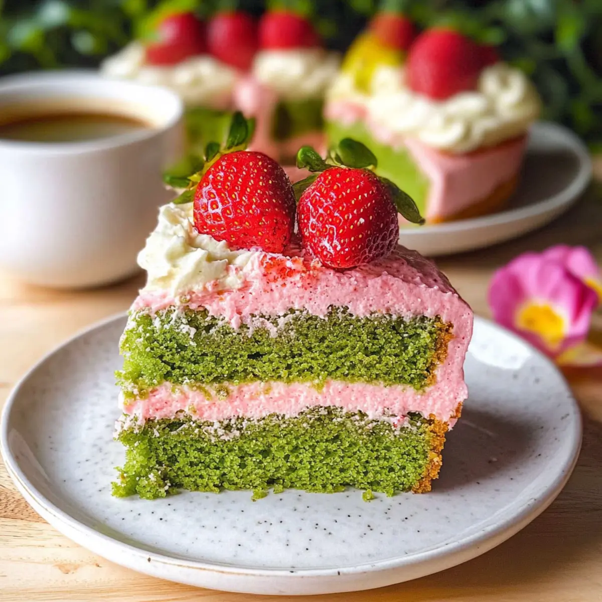 Strawberry Matcha Latte Cake