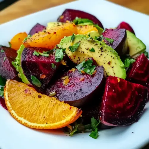 Roasted Beet Orange Avocado Salad