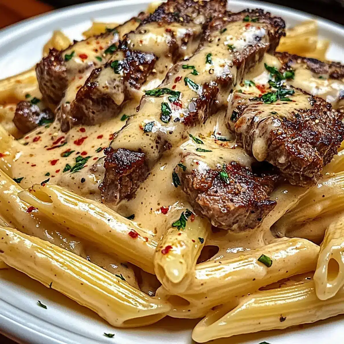 Creamy Cajun Steak Penne Pasta