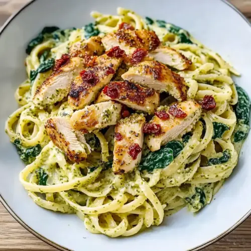 Creamy Chicken Pesto Pasta with Spinach