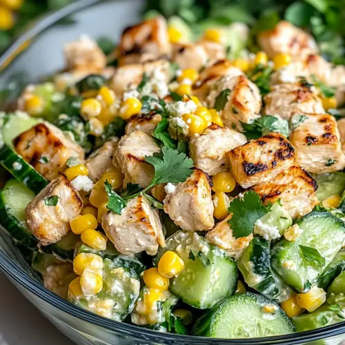 Street Corn Creamy Cucumber Chicken Salad