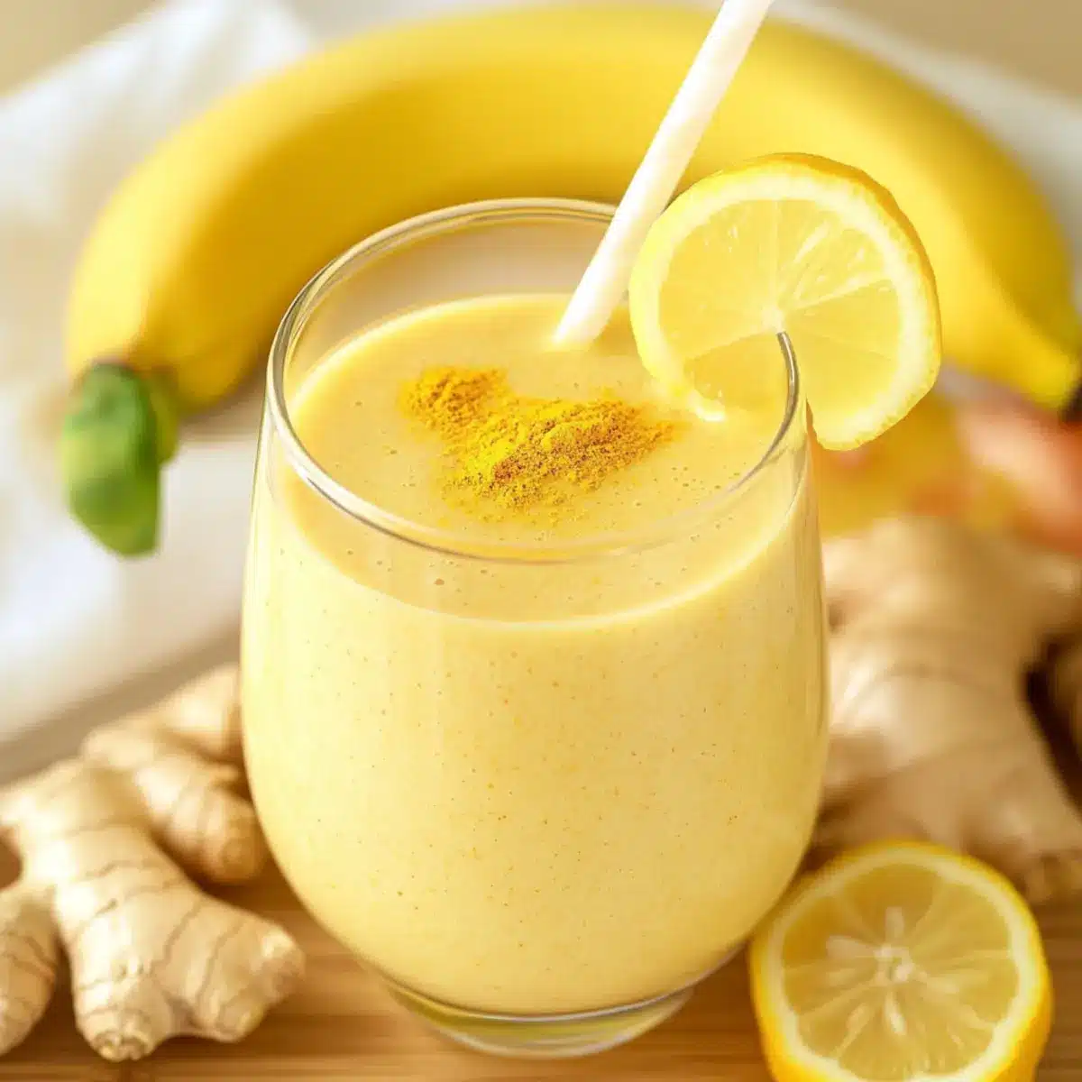 Banana Lemon Ginger Smoothie With Turmeric