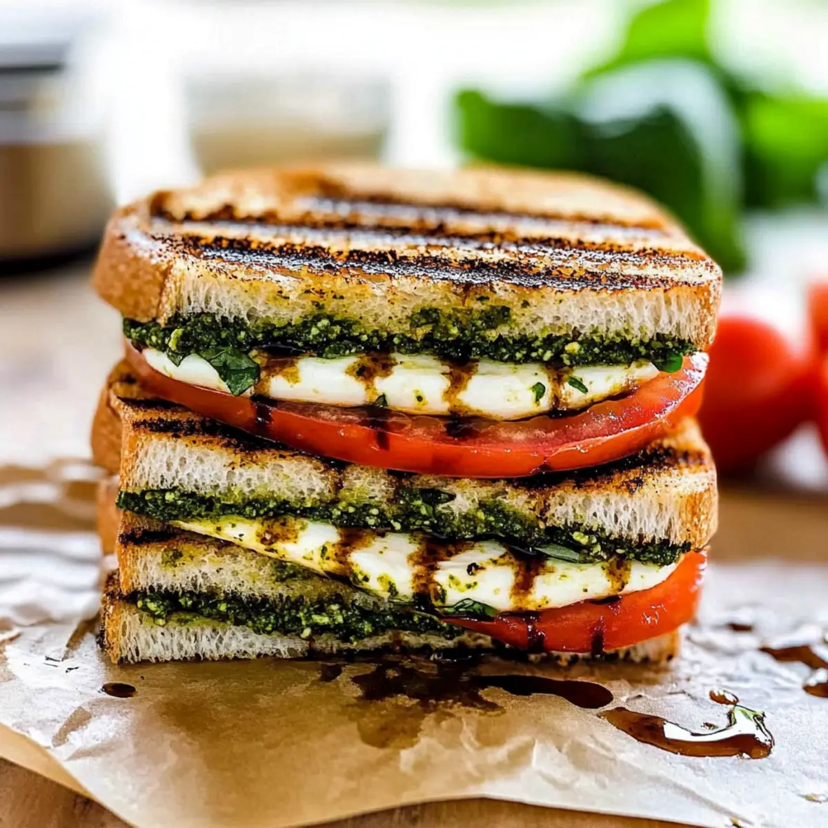 Italian Caprese Sandwich With Basil Pesto