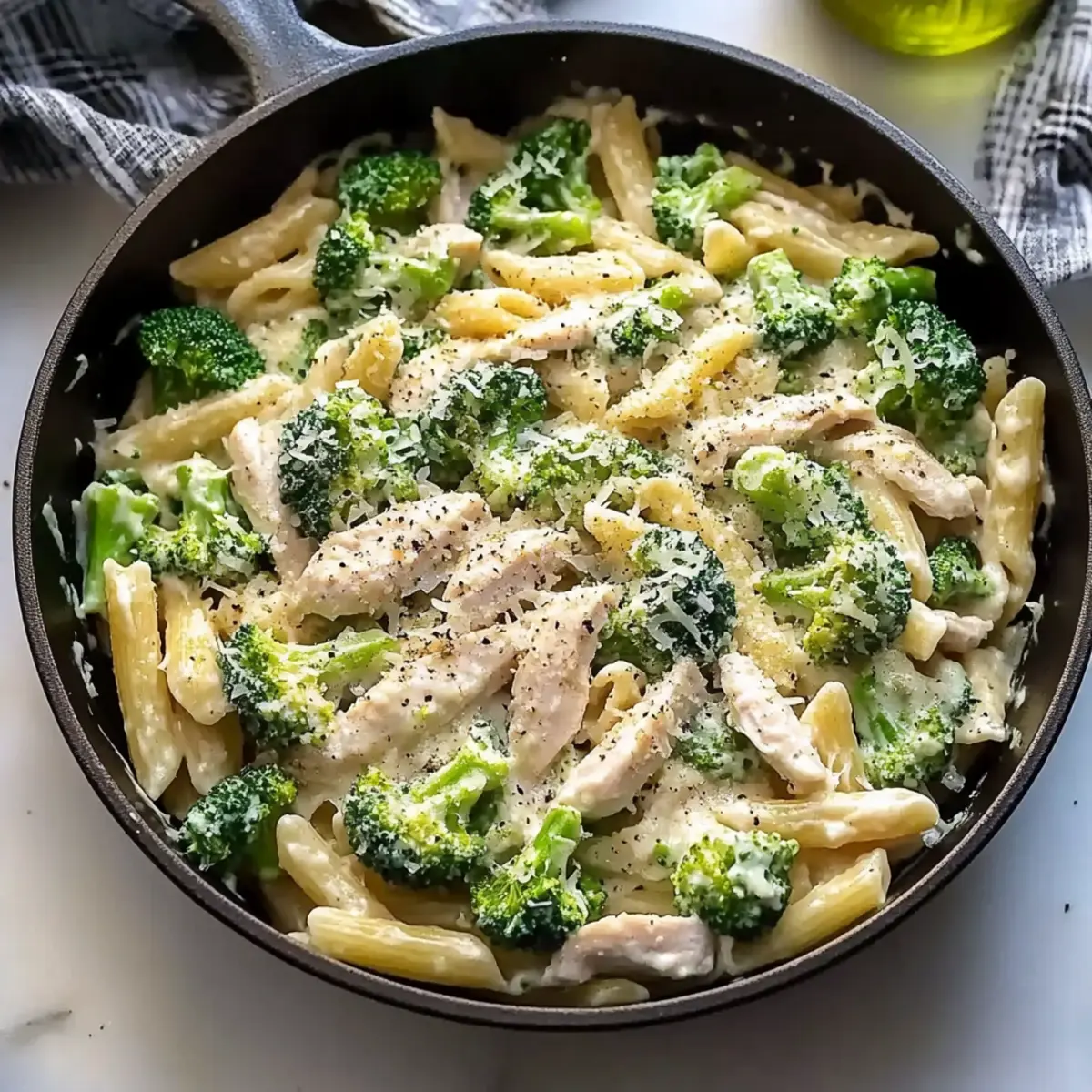 High Protein Rotisserie Chicken Broccoli Pasta