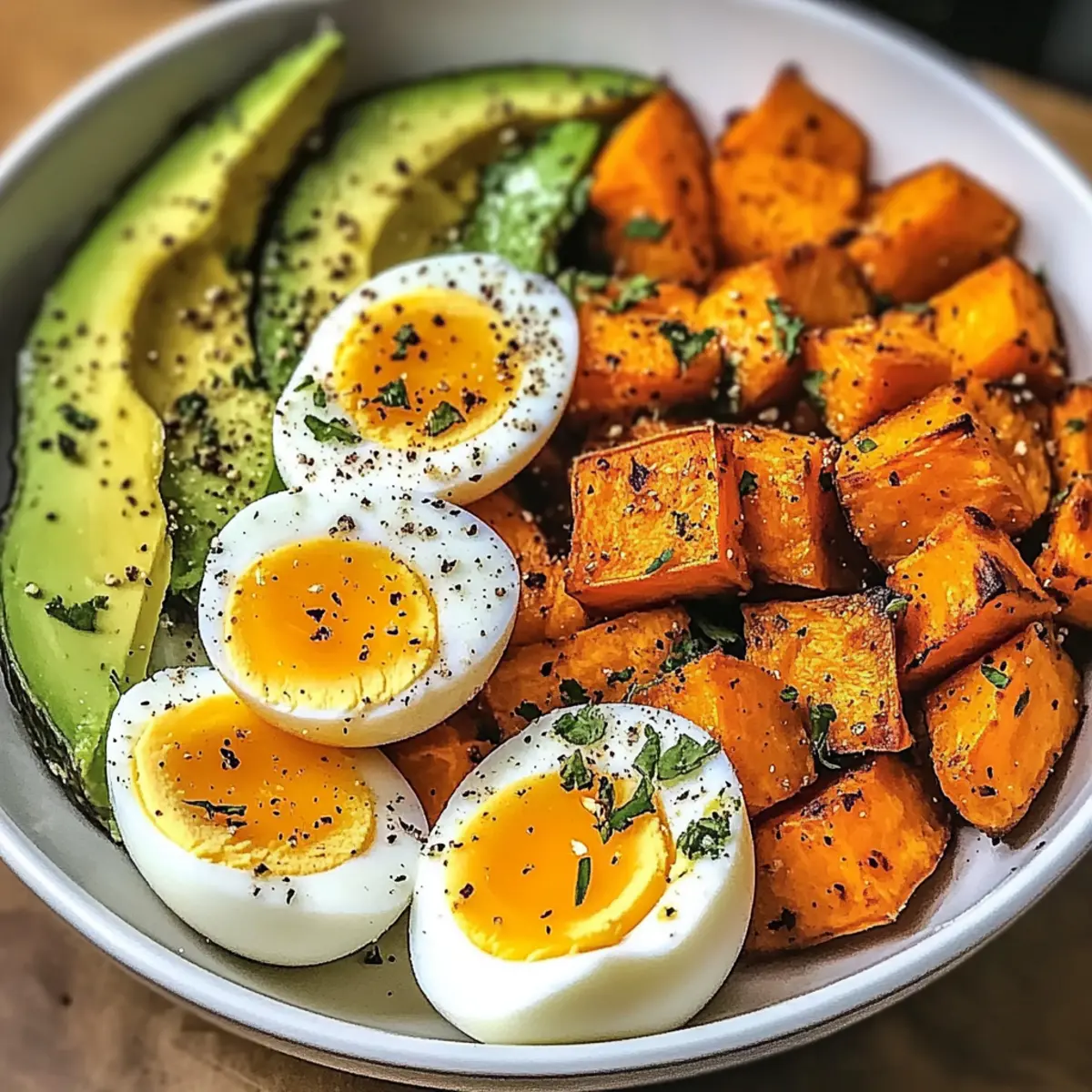 Avocado, Egg & Roasted Sweet Potato Bowl