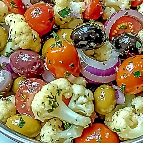 Mediterranean Marinated Cauliflower Salad