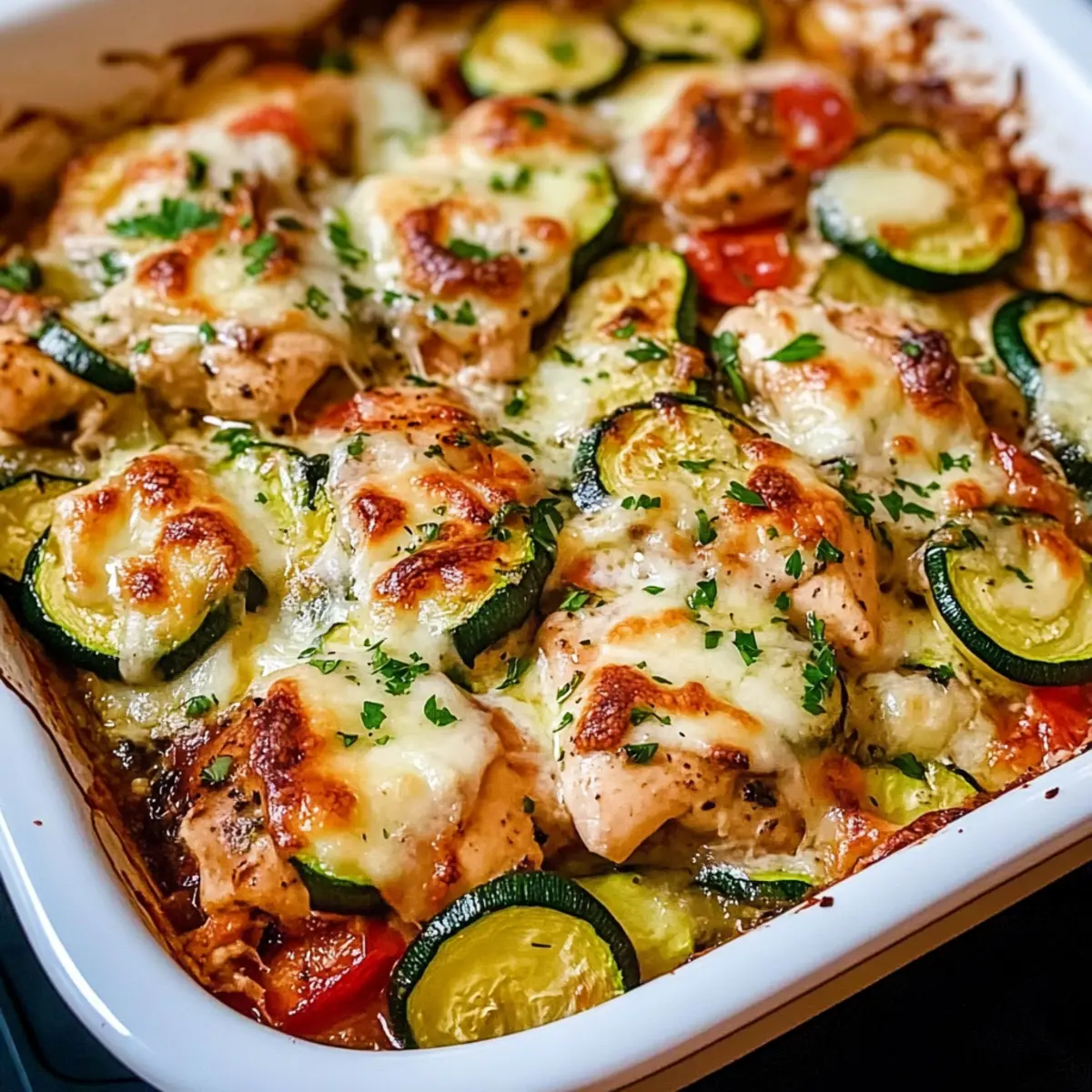 Mediterranean Chicken Zucchini Bake
