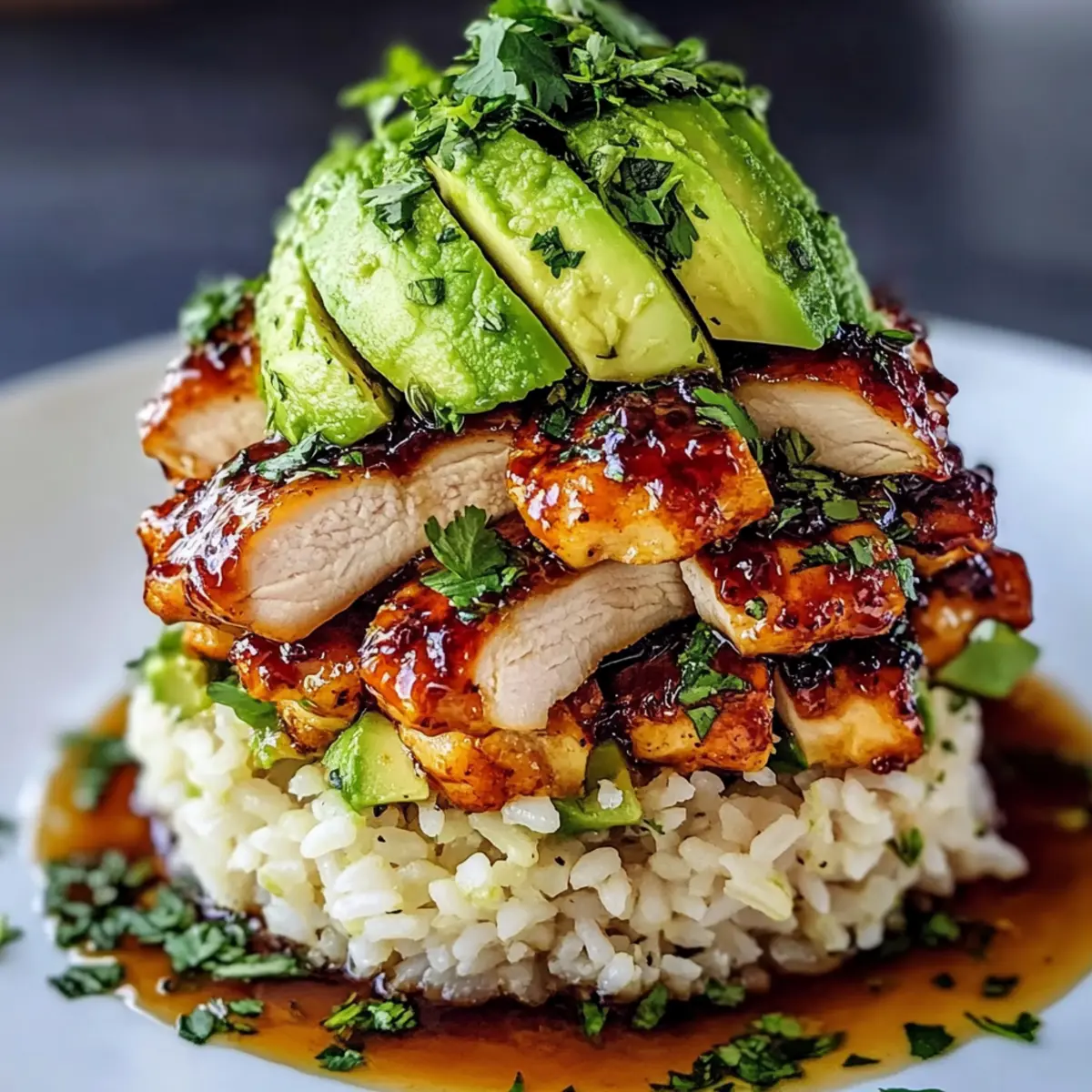 Honey Lime Chicken & Avocado Rice Stack
