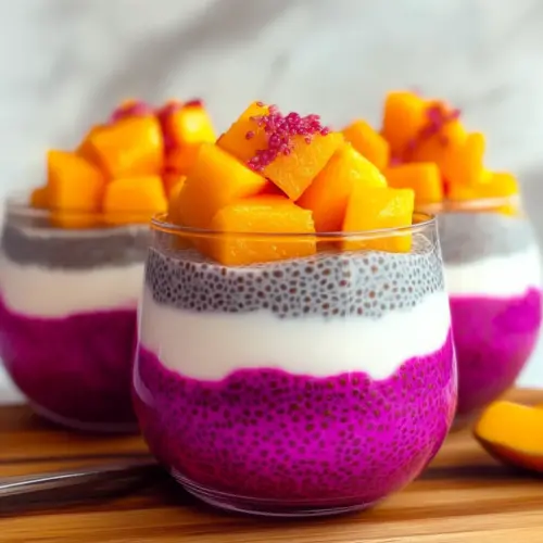Mango and Dragon Fruit Chia Pudding Parfait