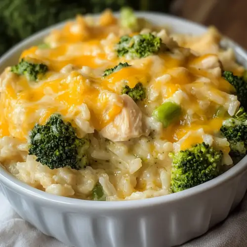 Cheesy Broccoli Chicken and Rice Casserole