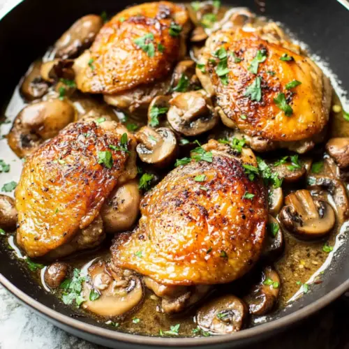 White Wine Mushroom Chicken Thighs