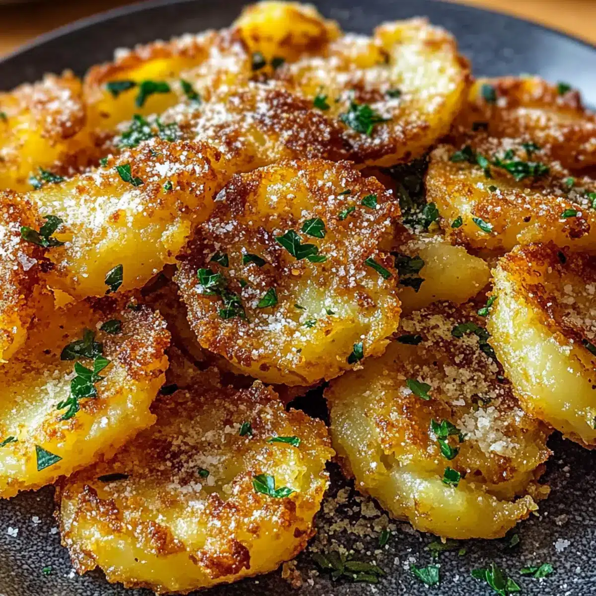 Crispy Garlic Butter Parmesan Smashed Potatoes