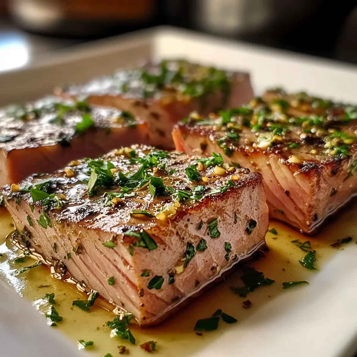 Seared Tuna Steaks with Garlic Herb Butter