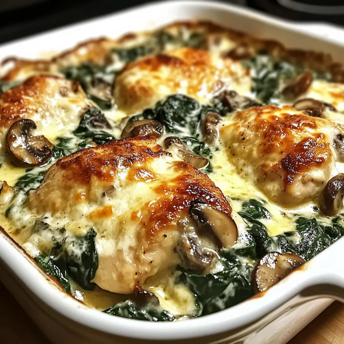 Low-Carb Chicken Spinach Mushroom Bake
