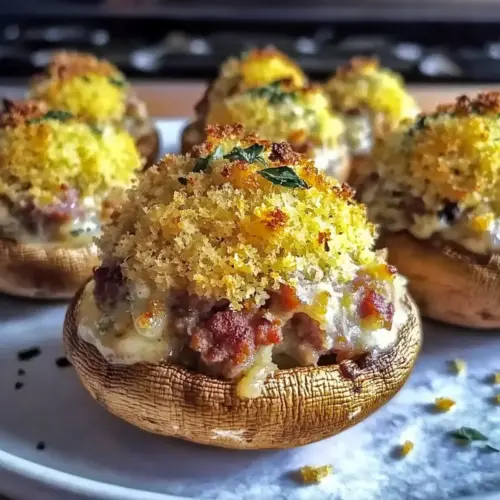 Crispy Stuffed Mushrooms with Italian Sausage