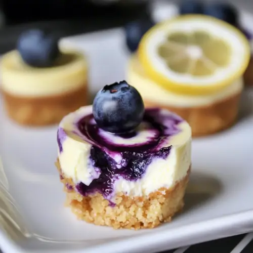 Lemon Blueberry Mini Cheesecakes