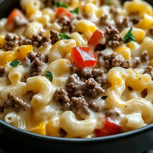 Creamy Philly Cheesesteak Mac & Cheese Bliss