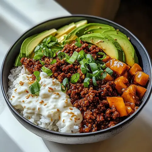 Ground Beef Hot Honey Bowl